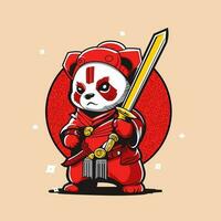 giapponese samurai spada guerriero panda vettore