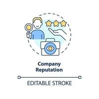 azienda reputazione concetto icona. revisione valutazione di dipendenti. marca percezione astratto idea magro linea illustrazione. isolato schema disegno. modificabile ictus vettore
