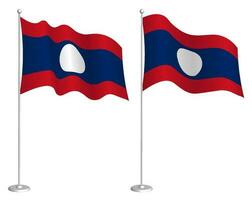 bandiera lao persone democratico repubblica su pennone agitando nel vento. vacanza design elemento. posto di controllo per carta geografica simboli. isolato vettore su bianca sfondo