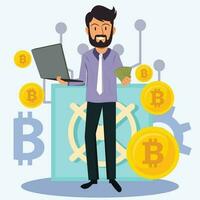 attività commerciale concetto per investimento nel crypto moneta bitcoin vettore
