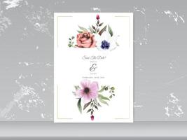 carta di invito a nozze elegante floreale vettore