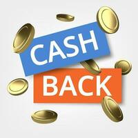 cashback servizio. realistico vettore illustrazione. finanziario pagamento etichetta.