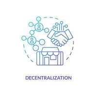 decentramento blu pendenza concetto icona. gratuito ambiente per attività commerciale. strato di metaverso astratto idea magro linea illustrazione. isolato schema disegno vettore