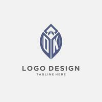 ok logo con foglia forma, pulito e moderno monogramma iniziale logo design vettore