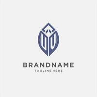 uv logo con foglia forma, pulito e moderno monogramma iniziale logo design vettore