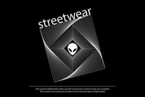 estetico illustrazione alieni urbano abbigliamento di strada creativo moda abbigliamento vettore