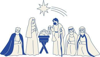 Natale Natività scena con santo famiglia, allegro Natale vettore illustrazione design