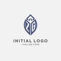 zg logo con foglia forma, pulito e moderno monogramma iniziale logo design vettore