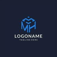 mh logo esagono disegni, migliore monogramma iniziale logo con esagonale forma design idee vettore