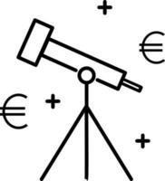 telescopio i soldi icona vettore illustrazione