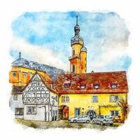 eibelstadt Germania acquerello schizzo mano disegnato illustrazione vettore