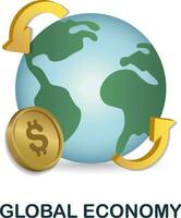 globale economia icona. 3d illustrazione a partire dal economico collezione. creativo globale economia 3d icona per ragnatela disegno, modelli, infografica e Di Più vettore