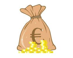 d'oro monete nel un' Borsa. attività commerciale icona, illustrazione, icona, vettore