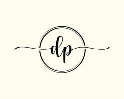 iniziale grafia dp cerchio logo illustrazione. dp lettera logo design con nero cerchio. iniziale dp bellezza monogramma e elegante logo design vettore