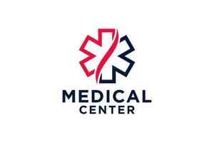 Salute medico attraversare logo e simbolo modello vettore illustrazione design