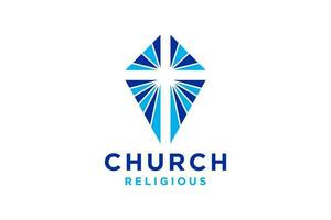 attraversare logo design vettore o logo per cristiano Chiesa.