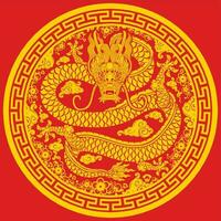 contento Cinese nuovo anno 2024 il Drago zodiaco cartello vettore