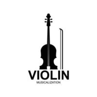 violino viola violino violoncello basso contrabbasso musica strumento silhouette logo design ispirazione vettore