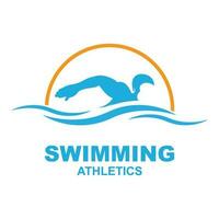 semplice nuoto piscina silhouette, nuotatore atleta su mare oceano acqua onda logo design vettore