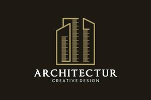 edificio architettura logo design con creativo centimetro marchio vettore