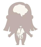 anatomia umano corpo. femmina silhouette con visivo struttura interno organi. vettore illustrazione. medico, biologico concetto, bambini collezione.