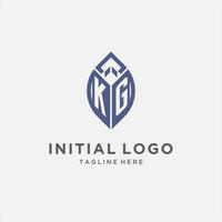 kg logo con foglia forma, pulito e moderno monogramma iniziale logo design vettore