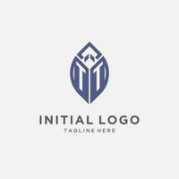 tt logo con foglia forma, pulito e moderno monogramma iniziale logo design vettore