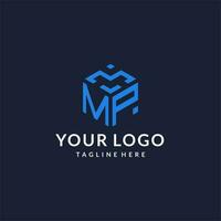 mp logo esagono disegni, migliore monogramma iniziale logo con esagonale forma design idee vettore