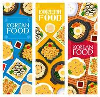 coreano cibo, Corea cucina cartone animato vettore banner