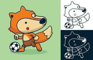 divertente Volpe giocando calcio. vettore cartone animato illustrazione nel piatto icona stile