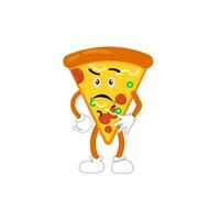 divertente contento Pizza mostrare pace gesto logo. vettore scarabocchio linea cartone animato kawaii personaggio illustrazione icona. Pizza citazione logo concetto. veloce cibo vettore cartone animato illustrazione, comico personaggi