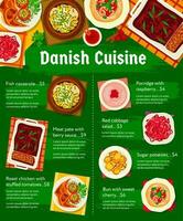 danese cucina cibo menù, piatti e pasti manifesto vettore