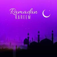 Ramadan kareem vacanza notte nel arabo città vettore