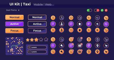 kit di elementi dell'interfaccia utente dell'app per taxi vettore