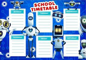 bambini orario programma con cartone animato robot vettore