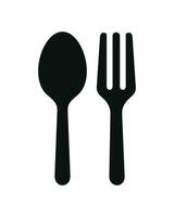 cucchiaio e forchetta, mangiare, ristorante, cibo icona isolato su bianca sfondo vettore