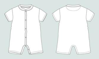 pagliaccetto body tecnico moda piatto schizzo disegno vettore illustrazione modello per bambini isolato su grigio sfondo