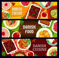 danese cibo cucina striscioni, scandinavo pasti vettore