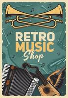 musica retrò strumenti negozio, Vintage ▾ manifesto vettore