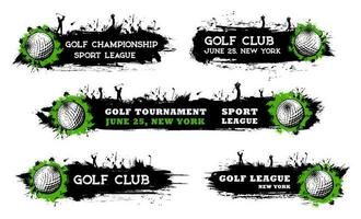 golf sport club, squadra Giocatori grunge banner vettore