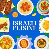 israeliano cucina menù coperchio. carne, verdura piatti vettore