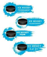 ghiaccio hockey disco, sport mezzitoni grunge banner vettore