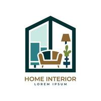 minimalista casa decorazione interno logo design vettore