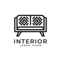 interno logo design casa decorazione divano sedia mobilia concetto schema stile vettore