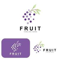 uva logo, azienda agricola frutta vettore, fresco viola frutta disegno, uva Prodotto icona, frutta negozio vettore