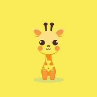 carino kawaii giraffa chibi portafortuna vettore cartone animato stile