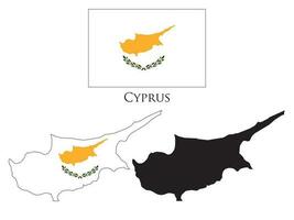 Cipro bandiera e carta geografica illustrazione vettore