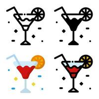 cocktail icona impostare. colorato cartone animato cocktail icona. cocktail bicchiere con Limone fetta. cocktail logo. vettore illustrazione