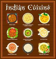 indiano cucina ristorante pasti menù modello vettore