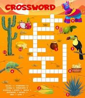 cruciverba puzzle gioco con messicano cibo e elementi vettore